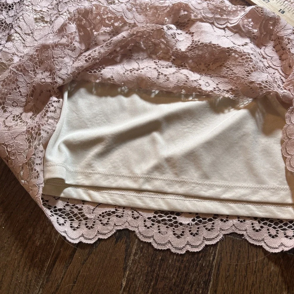 Adiva Skirt Womens Medium Soft Pink‎ Blush Lace Business Casual Boho Overlay NWT